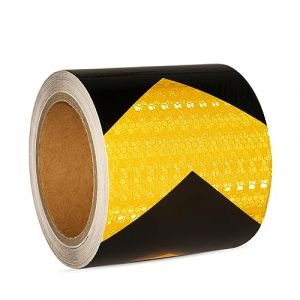 XFXIA Ruban adhésif réfléchissant 10 m x 10 cm jaune et noir - Étanche - Ruban de sécurité - Pour véhicules, voitures, remorques, extérieur (fexia, neuf)