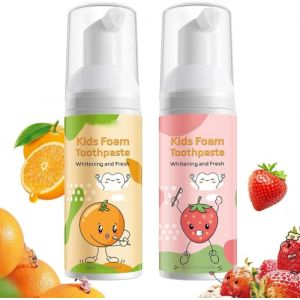 Dentifrice mousse enfant, dentifrice pour soins bucco-dentaires pour enfants,gencives nettoyantes en profondeur,dentifrice enfant mousse (Fraise&Orange) (yantaishuofeng, neuf)