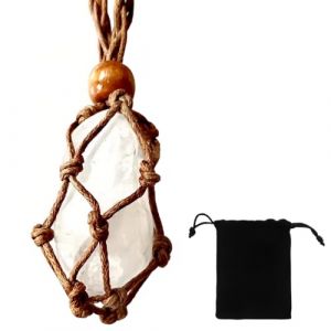 Chaîne en Pierre Naturelle d'Cristal de Roche, Pendentif Cristal de Roche, Collier de Pierres Thérapeutiques, Pierres Précieuses de Guérison pour femme, Bijoux Reiki, Noël, Saint Valentin (XUX YING LTD, neuf)