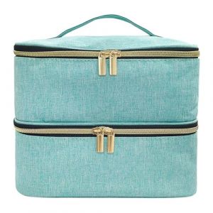 Green Sac De Rangement De Vernis &Agrave; Ongles &Agrave; Double Couche Rangement Vernis A Ongle Malette Onglerie Organisateur Grand &Eacute;tui De Rangement Zipp&eacute; pour Vernis &Agrave; Ongles 25x20x19 Cm (MightMone, neuf)