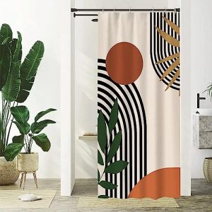 Rideau Douche Étroit, Uiiooazy Rideau de Douche Terracotta Anti Moisissure 90x180cm Orange Abstrait Petit Rideaux de Baignoire Tissu Lavable Imperméable Polyester Rideaux Salle de Bain avec 6 Crochets (dongguibinjingpinxiaodianpu, neuf)