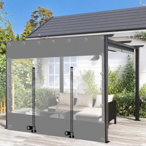 Pxzybd Pergola Panneau De Bâche Transparente,Extérieur Rideau De Bâche Claire Imperméable,Avec Fermeture Éclair,Rideau De Pluie,Bâche Étanche Pvc,Avec Œillets,Personnalisable,WxH-3.5x2.5m(11.5*8.2ft) (XiuTangsnow, neuf)