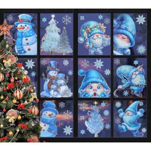 9 Feuilles Stickers NoëL Fenêtre Avec de L'argent Brillant, Décoration NoëL Fenetre Réutilisables, Autocollant NoëL Fenêtre de Vitre, Recto-Verso Stickers Fenêtre Noel (YiHeYao, neuf)