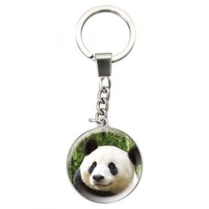 Magnidome Deluxebase Keychains - Panda de Porte-cl&eacute;s Breloque en Verre de Cristal. Porte-cl&eacute;s photo de panda en forme de d&ocirc;me avec une cha&icirc;ne en acier inoxydable (DELUXEBASE, neuf)