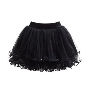 Jupe Tulle Enfant Fille Princesse 1-15 Ans Jupe Ado Fille Mi Longue Taille Elastique Jupe Tutu Tulle Enfant Maille Jupe En Bas Age Ballet Danse Jupe a Word Jupon Fête Anniversaire (3-4 ans, Noir) (Vuncio, neuf)