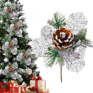ZoneYan Branche Sapin Deco, Lot de 4 Branche Sapin Artificiel, Branchage de Noel, Branche de Sapin Artificielles Parfaites pour Les Arbres de No&euml;l, Les Coffrets Cadeaux et Les Couronnes (MoNaa257, neuf)