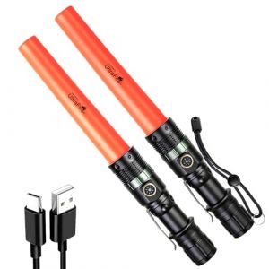 UltraFire B&acirc;ton lumineux de signalisation LED rechargeable, 3 modes, avec clip de ceinture pour le contr&ocirc;le de la circulation, les urgences, la police, la s&eacute;curit&eacute; (ULTRAFIRE, neuf)