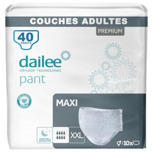 Dailee Pants Maxi XXL - 40x Couches Adultes, Couche Culotte Incontinence Femme et Homme - 4 Paquets de 10 Slip Incontinence, Culotte Jetable (Clikeaze FR, neuf)