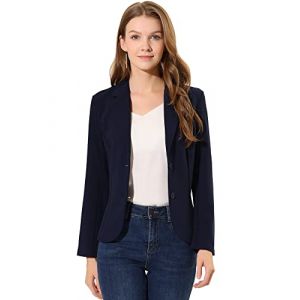 Allegra K Blazer Femme de Business à Col Revers Veste de Costume à Manches Longues Bleu Marin XL (Weisser Berg, neuf)