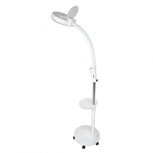 Lampe Loupe sur Pied, Lampe à Grossissement LED Réglable 8X Lampe Esthétique Professionnelle pour Esthéticiennes, Lecture, Artisanat, Couture, Travail, Tatouage (Blanc) (Liyishun, neuf)