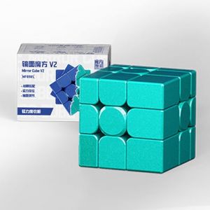 Moyu Mirror Cube V2, 3x3 Magnetic Stickerless Cube 3x3x3 Magic Speed Cube Original, 3D Puzzle Magic Cube Magnetic UV Coated Version for Kids, Teenagers (Green) (MoYu FR, neuf)