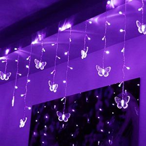AALIN Rideaux Papillon Guirlande Lumineuse LED Violet 3.5M 16 Pcs 8 Modes IP44 Étanche USB pour Intérieur et Extérieur (EONYUANGUO, neuf)