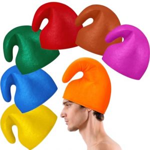 Jadive 7 Pcs Chapeaux de Nain pour Carnaval Accessoires de Costume de Nains Chapeau de Gnomes Chapeau Pointu Coloré pour Déguisement de Groupe Bonnet de Costume pour Enfant et Adulte(Polyester) (SINYEA, neuf)