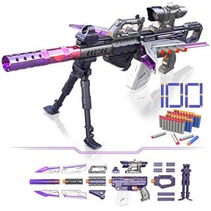 HAUTIK Pistolet Jouets Électrique pour Nerf Sniper, 100+ Styles Automatique Blaster à Mousse Jouet avec Viseur et 100 Fléchettes, Jouet Enfant Cadeau pour Garcon 6-12 Ans Bleu Marine (Vorida-fr, neuf)