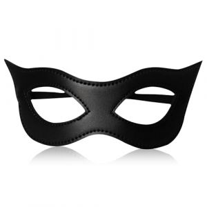 IHLOOTD Masque Chat Femme Noir en Cuir, Demi Masque Yeux de Chat, Masque de Mascarade, Accessoire Costume Chat pour Halloween, Carnaval, Cosplay (B) (LIHUILOO LIMITED, neuf)