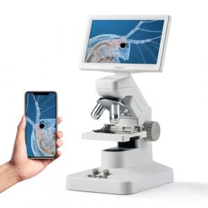 TOMLOV DM301 Pro Microscope Biologique 1200X: 7" HDMI Microscope Numérique pour Adultes et Enfants, 3 Lentilles, Échelle de Mesure Intégrée, Double Éclairage LED, Compatible avec Téléphone, PC et TV (ZHIYAN-EU, neuf)