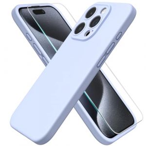 ACRONIX Coque pour iPhone 15 Pro,Coque Silicone Liquide pour iPhone 15 Pro(6.1"),avec 1 Verres Tremp&eacute;s,Case Protection Compl&egrave;te 360 Degr&eacute;,Coque en Silicone -B&eacute;b&eacute; Bleu (acronix, neuf)