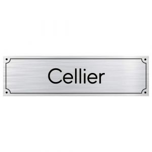 Plaque D&eacute;corative de Porte Cellier - Dimensions 14,5 x 4 cm - Qualit&eacute; Sup&eacute;rieur Par Gravure Laser sur Support PVC Aspect Aluminium Bross&eacute; (Forum France, neuf)