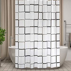 Vllcsla Rideau de Douche Résistant aux Moisissures pour Salle de Bain, 180 200 220 240 cm Grand Rideau de Baignoire, Imperméable Peva Rideaux Salle de Bain, avec œillets Crochets, Carré, 180x200 cm (Eco Memos, neuf)