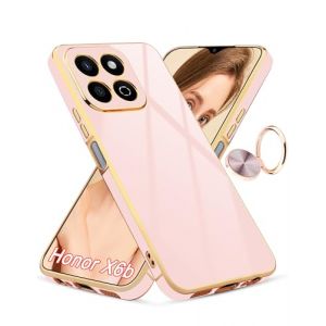 Jusy Coque pour Honor X6b, avec Anneau Rotatif &agrave; 360&deg;, Support Magn&eacute;tique, Finition Brillante Luxueuse et Coque de Protection Antichoc par Galvanoplastie,Rose/Or (Jusy Official Store, neuf)