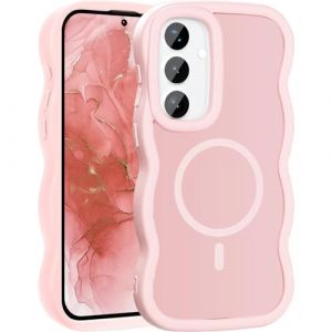 Keteen Coque Magnétique pour Samsung Galaxy S25, Translucide Mat Curly Wave Frame Silicone Etui Souple TPU Slim Fit Antichoc Bumper Housse Coque Samsung Galaxy S25, Rose (Keteen, neuf)