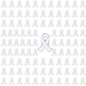 Octobre Rose Lot de 100 Broches, Ruban Rose de Sensibilisation Cancer du Sein Pin's Octobre Rose 2024 Accessoires Soutenir la Cause Survivante du Cancer du Sein Femmes Broche (100PCS White, 6X4CM) (CIKEdiudf, neuf)