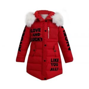 Lengender Doudoune Fille Enfant Parka Veste Capuche Manteau Longue Blouson Fausse Fourrure Chaud Hiver (Rouge, 120) (FindPitaya, neuf)