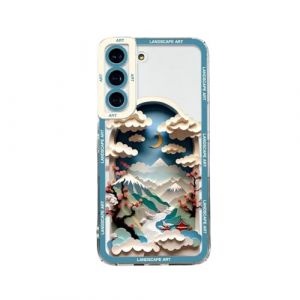 Coque compatible avec Samsung Galaxy S25, en TPU souple, motif lune, nuage, fleur, paysage, esth&eacute;tique, r&eacute;sistant aux chutes, compatible avec Galaxy S25 pour homme et femme (PPBT3, neuf)