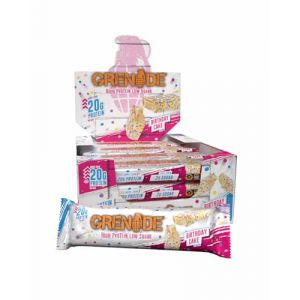 Grenade Barre Hyperprotéinée à Faible Teneur en Glucides - Birthday Cake, 12 x 60 g (MEGA DEAL NUTRITION, neuf)