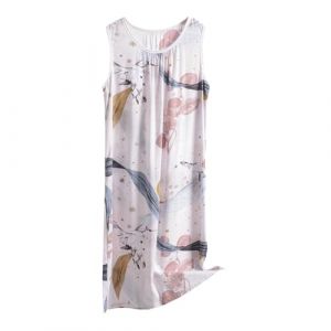 TDEOK Chemise de nuit d'été sans manches pour femme - Robe midi sans manches - Motif floral - Chemise de nuit d'été pour femme - Bretelles larges - Robe de nuit sans manches - Grandes tailles, Noir (KFHGHGKGLG, neuf)