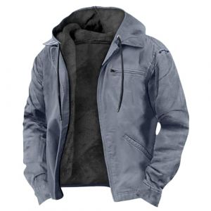 Veste Chaude Homme Hiver Zipp&eacute;e Molleton Sweat a Capuche Peche Zippe Manteau Grande Taille Longue Blouson Hiver Chaud Grand Chemise Polaire Homme Moumoute Manteau 3XL (YUOCHE, neuf)