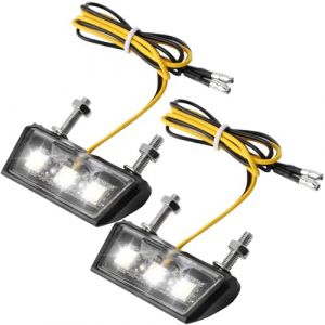 Toaluea 2pcs Eclairage Plaque Moto LED 12V, Universel &Eacute;clairage Plaque Immatriculation avec Lumi&egrave;re 3 SMD LED, &Eacute;tanche IP67 License Plate D'immatriculation pour Tous Mod&egrave;les de Motos y Quads ATV (ZhanXingBoFu, neuf)
