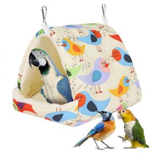 Lit pour Oiseau pour Cage d'hiver Chaud avec Crochet de Suspension - Accessoires de Cage pour Petits Oiseaux, perruches calopsittes calopsittes Conures Hamster (Beige, M) (Fnaobai, neuf)