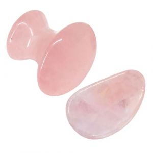 VICASKY Lot de 2 grattoirs en jade pour le visage - Appareil de massage du visage - Outils de massage lisses - Appareil de massage du visage et du cou Gua Sha pour le visage - Rose (Belicious Helper, neuf)