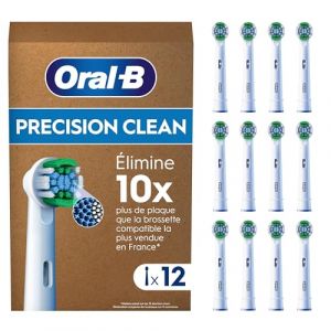 Oral-B Pro Lot De 12 Brossettes De Rechange Précision Clean, AUTHENTIQUES, Blanches, 3 Types De Filaments Et Tête Ronde Pour Un Nettoyage Précis, Embouts Pour Brosses A Dents Electriques Oral B Pro (novaStore, neuf)