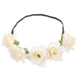 Beaupretty coiffe de fille rose bandeau de mariage couronne tiare casque fille d&eacute;corations guirlande de cheveux de fleurs bandeau &agrave; fleurs d&eacute;cor de cheveux de fleurs bandeau de mari&eacute;e chiffon (lorianca, neuf)