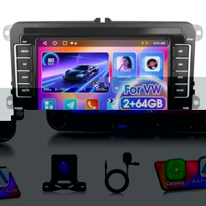Autoradio A-pple CarPlay pour VW/Seat/Passat/Golf/Polo/Skoda, [2G+64G] Motorsi St&eacute;r&eacute;o 2-DIN 7'' HD &Eacute;cran Tactile Android Auto, GPS/Bluetooth/SWC/EQ/FM/RDS+ Cam&eacute;ra de Recul, Micro (podofo Shop, neuf)