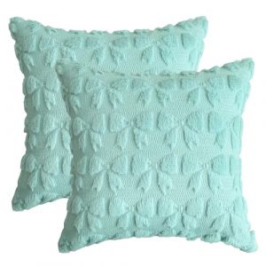 Artoid Mode Lot de 2 housses de coussin d&eacute;coratives en fourrure synth&eacute;tique jacquard - Motif papillon bleu - 40 x 40 cm - Pour canap&eacute;, chambre &agrave; coucher (Artoid Direct, neuf)