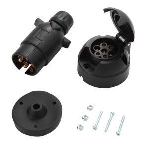 Feuunly Prise Remorque 7 Broches Male Femelle, 12V Étanche Prise Remorque Connecteur Standard Européenne, pour Caravane Camions Voiture RV Tracteur Bateau Remorque Connecteur (Extrémité à Vis) (Feuunly, neuf)