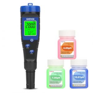 Mètre de pH - Testeur de sel de piscine 5 en 1 - Testeur TDS EC pH avec liquides étalonnage, compteur ppm pH pour piscine eau salée, aquarium, bain à remous, spa, hydroponique, bière (JXTEXT, neuf)