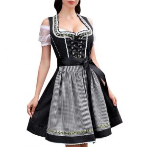 Jinitaimei Femme Robe Traditionelle Fete De La Bi&egrave;re Dirndl Femme Allemande Costume Bavarois Femmes Oktoberfest Bavi&egrave;re Bavaroise Tenue De D&eacute;guisement Octobre Carnaval Halloween Party Festival (DoraHe, neuf)