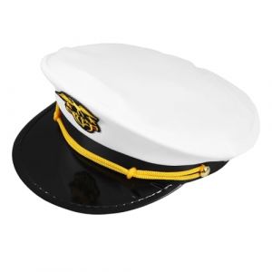 Garneck Chapeau Capitaine Garçon Fille Blanc Casquette Marin Respirante et Légère Accessoire Costume Uniforme Fête Sailor Party (MinghuiD, neuf)