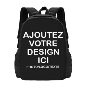 Sac &agrave; dos personnalisable &ndash; personnalis&eacute;e Avec Photo Texte Image ou logo &ndash; personnalis&eacute; sac a dos l&eacute;ger pour &eacute;tudiants, voyages, camping & rentr&eacute;e scolaire (custom your idea, neuf)