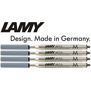 Lamy M16 recharge pour stylo-bille grande capacit&eacute;, m&eacute;tal &ndash; Lot de 4 &ndash; Recharge originale pour tous les mod&egrave;les de stylos-billes Ind&eacute;l&eacute;bile &ndash; Largeur de trait moyenne, encre noire (Conipa Online - tres bien, neuf)