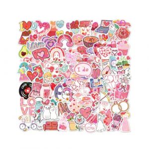 ARYIMYDP 100 Autocollants C&oelig;ur Rouge Saint-Valentin, &Eacute;tiquettes Adh&eacute;sives Imprim&eacute;es HD R&eacute;utilisables (D&eacute;coration Tasse/T&eacute;l&eacute;phone/Planche &agrave; Roulettes), Sans Traces de Colle (UIRYFAZHANYOUXIANBAODAN, neuf)