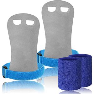 FINGER TEN Gants Gym Enfant/Adulte Manique Protection Paumes with Bracelets de Sport Bande Paire, Gants Protection Paumes pour Exercice Traction/Crossfit/Barre/Gymnastique (L, Bleu) (WANGYAUN, neuf)