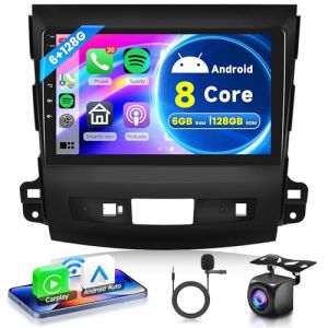 6G+128G 8 Core sans Fil Carplay Android Autoradio pour Mitsubishi Outlander 2/Peugeot 4007/Citroen C-Crosser 9 Pouces Autoradio Android Auto Navi GPS WiFi Mirror Link Bluetooth FM/RDS Caméra de Recul (Rimoody Direct, neuf)