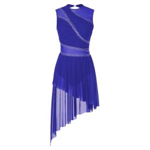 Aislor Robe Danse Contemporain Femme Justaucorps Patinage Artistique Comp&eacute;tition Robe Cours De Danse Latine Moderne Costume Performance Type C Bleu Royal L (Aislor EU, neuf)