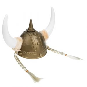 AKOOSY Casque Viking or En Corne De B&oelig;uf L&eacute;g&egrave;re Tresses, Accessoire De Costume Viking Homme Pour Carnaval Et F&ecirc;te Cosplay, Couvre-chef M&eacute;di&eacute;val D&eacute;coratif Taille Unique (fumingyue, neuf)