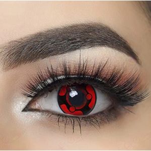 MYSA LENS&reg; Lentilles De Contact De Couleur Fantaisie Crazy Lens Cosplay Halloween Yeux Rouge Sharingan Madara Etui Offert12 Mois sans correction (MYSA LENS&reg;, neuf)